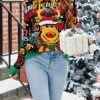 Women's Ugly Christmas Sweater Pullover Sweater Jumper Crew Neck Ribbed Knit Acrylic Oversized Fall Winter Short Xmas Daily Going Out Stylish Casual Soft Long Sleeve Letter Elk 1072 Christmas -Xmas Cothing Store bvkkjp1695262571770