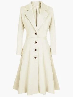 Women's Wool Blend Coat Winter Long Pea Coat Christmas Party Fall Lapel Overcoat Slim Fit Elegant & Luxurious Dress Jacket Long Sleeve Vintage Style White Black Purple Red -Xmas Cothing Store bwgwry1696834134221