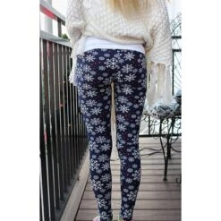 Women's Fleece Pants Tights Leggings Thermal Underwear Fleece Lined Black White Gray High Waist Xmas Vacation Casual Lounge Christmas Winter Print Stretchy Ankle-Length Thermal Warm Snowflake S M -Xmas Cothing Store bwqkyk1663740532281