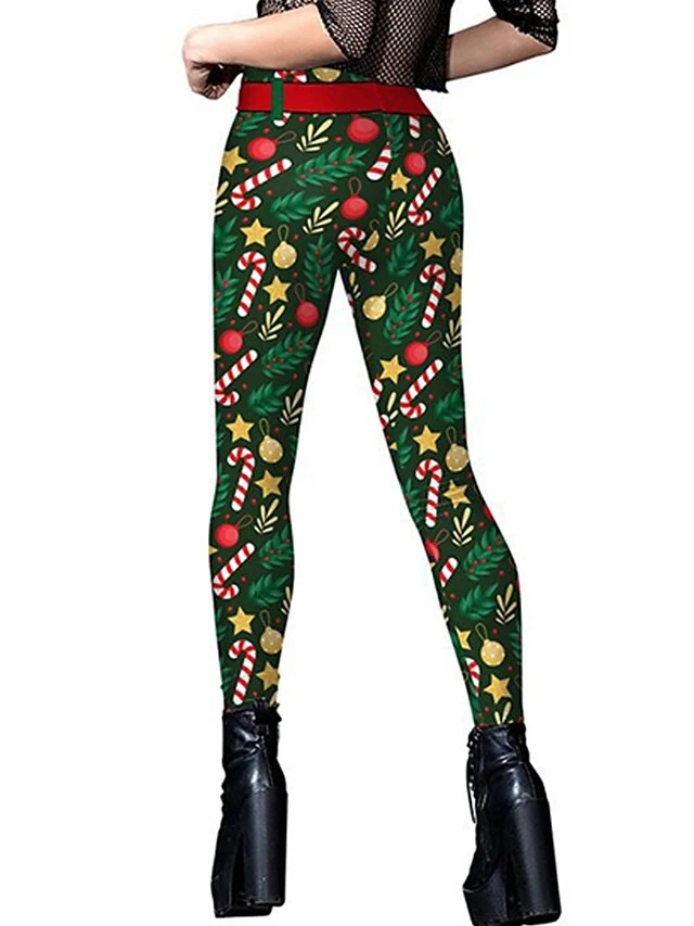 Women's Leggings Full Length Active Fashion Outdoor Christmas Black Red S M Fall Winter 8 Women's Leggings Full Length Active Fashion Outdoor Christmas Black Red S M Fall Winter - Image 6