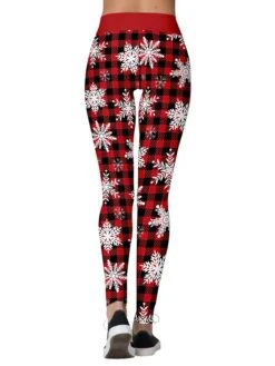 Women's Leggings Xmas Green Wine Red Mid Waist Sports Streetwear Christmas Weekend Print Micro-elastic Ankle-Length Comfort Heart S M L XL / Slim -Xmas Cothing Store bypfzb1629428687511