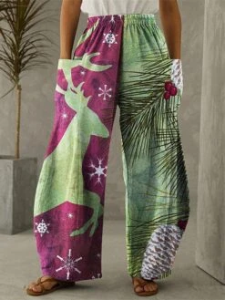 Women's Wide Leg Pants Trousers Full Length Vacation Fashion Home Christmas PP3595471 PP3595131 S M Fall Winter -Xmas Cothing Store bzjkxy1695635917851