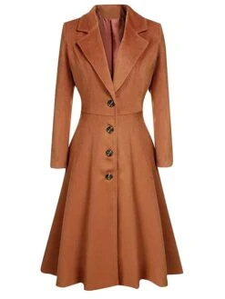 Women's Wool Blend Coat Winter Long Pea Coat Christmas Party Fall Lapel Overcoat Slim Fit Elegant & Luxurious Dress Jacket Long Sleeve Vintage Style White Black Purple Red -Xmas Cothing Store bzmfhb1636968692592