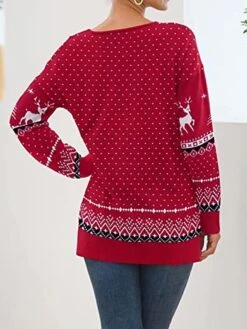 Women's Ugly Christmas Sweater Pullover Sweater Jumper Christmas Sweaters V Neck Ribbed Knit Polyester Split Knitted Asymmetric Hem Fall Winter Regular Outdoor Christmas Daily Stylish Casual Soft -Xmas Cothing Store bznjxu1697290872884
