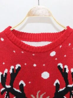Women's Ugly Christmas Sweater Pullover Sweater Jumper Crew Neck Ribbed Knit Nylon Patchwork Knitted Fall Winter Xmas Holiday Stylish Casual Soft Long Sleeve Animal Snowflake Black Red S M L -Xmas Cothing Store cbbyhj1662099929320