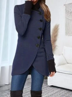 Women's Overcoat Long Pea Coat Single Breasted Stand Collar Trench Coat Christmas Xmas Red Slim Fit Winter Coat Windproof Warm Comtemporary Stylish Casual Jacket Long Sleeve Black Wine Army Green -Xmas Cothing Store ccwvls1696918981503