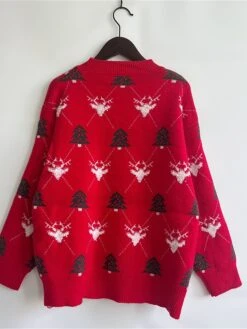 Women's Ugly Christmas Sweater Pullover Sweater Jumper Crew Neck Ribbed Knit Polyester Oversized Fall Winter Regular Outdoor Christmas Daily Stylish Casual Soft Long Sleeve Elk Christmas Tree Red -Xmas Cothing Store cdjseg1696903399554