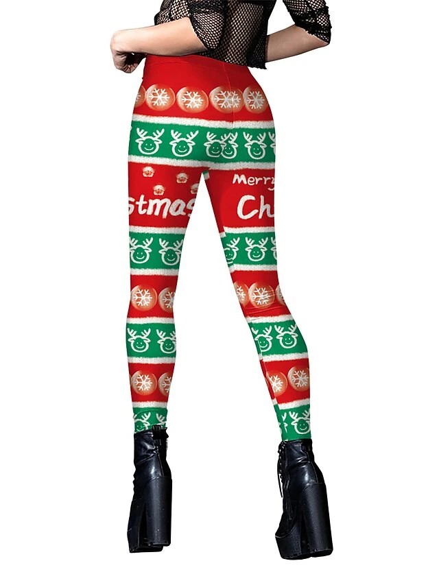 Women's Leggings Full Length Active Fashion Outdoor Christmas Black Red S M Fall Winter 4 Women's Leggings Full Length Active Fashion Outdoor Christmas Black Red S M Fall Winter - Image 2