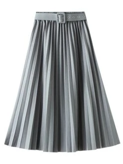 Women's Skirt A Line Midi Pleated Royal Blue And Wine Black Pink Skirts Fall & Winter Belt Included Fashion Elegant Christmas Daily Xmas M L XL -Xmas Cothing Store cgyjel1694749464511