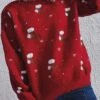 Women's Ugly Christmas Sweater Pullover Sweater Jumper Crew Neck Ribbed Knit Polyester Patchwork Fall Winter Regular Outdoor Christmas Daily Stylish Casual Soft Long Sleeve Color Block Snowflake Red -Xmas Cothing Store chohvu1696918487900