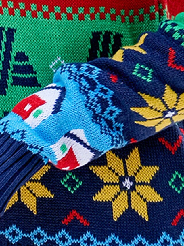 Women's Ugly Christmas Sweater Pullover Sweater Jumper Crew Neck Ribbed Knit Acrylic Patchwork Fall Winter Regular Xmas Daily Going Out Stylish Casual Soft Long Sleeve Color Block Elk Blue S M L 4 Women's Ugly Christmas Sweater Pullover Sweater Jumper Crew Neck Ribbed Knit Acrylic Patchwork Fall Winter Regular Xmas Daily Going Out Stylish Casual Soft Long Sleeve Color Block Elk Blue S M L - Image 2