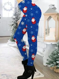 Women's Christmas Leggings Full Length Active Fashion Christmas Daily Red Blue S XL Fall & Winter -Xmas Cothing Store cjsitf1697528974447