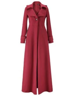 Women's Coat Casual Daily Christmas Fall Winter Long Coat V Neck Standard Fit Warm Casual Jacket Long Sleeve Solid Color Modern Style Wine Red Black Blue -Xmas Cothing Store ckjpgn1628517268530