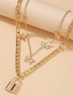 Pendant Necklace Layered Necklace For Women's Christmas Party Evening Gift Alloy Retro Butterfly -Xmas Cothing Store cklwcv1691576984626