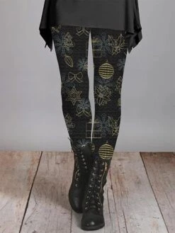 Women's Slim Leggings Full Length Micro-elastic Medium Waist Active Christmas Causal Depression Green Black S M Fall & Winter -Xmas Cothing Store clytar1694501587503