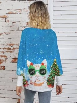Women's Ugly Christmas Sweater Pullover Sweater Jumper Crew Neck Ribbed Knit Polyester Knitted Print Fall Winter Regular Outdoor Christmas Holiday Daily Stylish Casual Long Sleeve Animal Santa Claus -Xmas Cothing Store clzfpv1697291263327