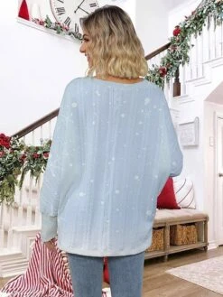 Women's Ugly Christmas Sweater Pullover Sweater Jumper V Neck Ribbed Knit Polyester Knitted Print Fall Winter Regular Outdoor Christmas Holiday Daily Stylish Casual Long Sleeve Santa Claus Royal Blue -Xmas Cothing Store cmglvz1697771286313