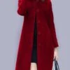 Women's Winter Coat Wool Blend Coat Long Overcoat Single Breasted Lapel Pea Coat Christmas Party Outfit Red Warm Windproof Trench Coat -Xmas Cothing Store cndcmz1628516688605