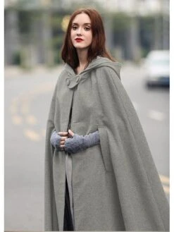 Women's Coat Cloak / Capes Christmas Long Coat Winter Coat Single Breasted One-Button Overcoat Hooded Coat Sleeveless Black Blue Gray Army Green Red Halloween Basic Essential Causal Fall Loose -Xmas Cothing Store cnsdlr1637823717832
