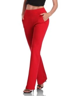 Women's Dress Pants Flared Pants Pants Trousers Full Length Side Pockets Micro-elastic Fashion Christmas Office / Career Black Red S M