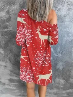 Women's Cardigan Sweater Open Front Ribbed Knit Polyester Button Fall Winter Short Christmas Daily Going Out Stylish Casual Soft Long Sleeve Elk Snowman Xmas Tree Blue Snowman Red Cat Black -Xmas Cothing Store cptslv1695262429098