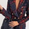 Women's Blazer Comfortable Outdoor Christmas Vacation Casual Daily Button Print Double Breasted Turndown Stylish Lady Modern Comfortable Solid Color Regular Fit Outerwear Long Sleeve Fall Winter Dark