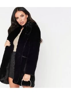 Women's Faux Fur Coat Regular Fur Collar Coat White Black Pink Yellow Fuchsia Stylish Christmas Fall Open Front Turndown Regular Fit S M L XL XXL 3XL / Warm -Xmas Cothing Store ctmjzs1635332493335