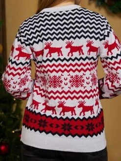 Women's Ugly Christmas Sweater Pullover Sweater Jumper Crew Neck Crochet Knit Polyester Knitted Fall Winter Outdoor Xmas Daily Stylish Casual Soft Long Sleeve Snowflake White Red S M L -Xmas Cothing Store cvbsic1662360935640
