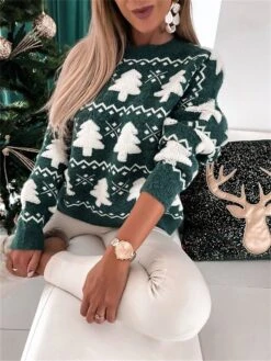 Women's Ugly Christmas Sweater Pullover Sweater Jumper Crew Neck Ribbed Knit Polyester Oversized Fall Winter Regular Outdoor Christmas Daily Stylish Casual Soft Long Sleeve Christmas Tree Red Green S -Xmas Cothing Store cxykrb1696903342960