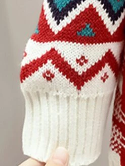 Women's Ugly Christmas Sweater Pullover Sweater Jumper Crew Neck Ribbed Knit Cotton Knitted Fall Winter Outdoor Xmas Daily Stylish Casual Soft Long Sleeve Geometric Letter Snowman White Red -Xmas Cothing Store dbuvyd1668155355782