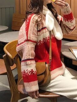 Women's Ugly Christmas Sweater Pullover Sweater Jumper Christmas Sweaters Crew Neck Ribbed Knit Acrylic Knitted Fall Winter Regular Outdoor Christmas Daily Fashion Casual Soft Long Sleeve Snowflake -Xmas Cothing Store dcsvur1697785158304