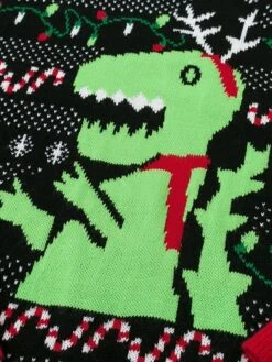 Women's Ugly Christmas Sweater Pullover Sweater Jumper Crew Neck Ribbed Knit Acrylic Knitted Fall Winter Xmas Holiday Stylish Casual Soft Long Sleeve Animal Geometric Black Red S M L -Xmas Cothing Store ddldgm1662373778670