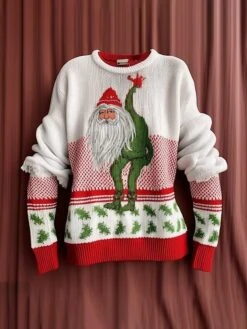 Women's Ugly Christmas Sweater Pullover Sweater Jumper Christmas Sweaters V Neck Ribbed Knit Polyester Knitted Print Fall Winter Regular Outdoor Christmas Daily Fashion Casual Soft Long Sleeve -Xmas Cothing Store dfujsw1697526825024