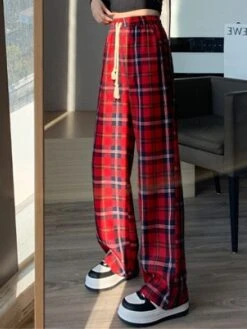 Women's Wide Leg Pants Trousers Full Length Fashion Streetwear Christmas Street Red Green S M Fall Winter -Xmas Cothing Store dgkvpp1695792139581