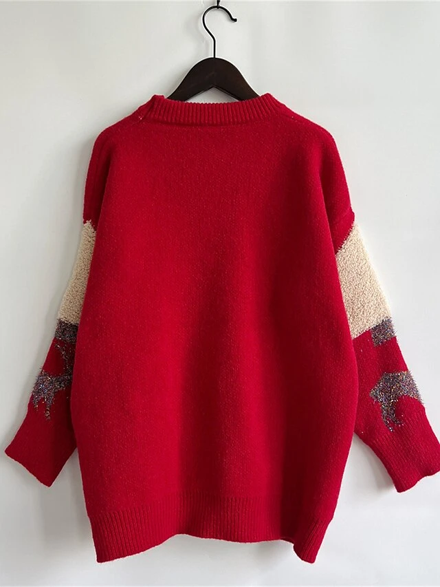 Women's Ugly Christmas Sweater Pullover Sweater Jumper Crew Neck Ribbed Knit Acrylic Sequins Fall Winter Regular Outdoor Christmas Daily Stylish Casual Soft Long Sleeve Elk Christmas Tree Snowflake 17 Women's Ugly Christmas Sweater Pullover Sweater Jumper Crew Neck Ribbed Knit Acrylic Sequins Fall Winter Regular Outdoor Christmas Daily Stylish Casual Soft Long Sleeve Elk Christmas Tree Snowflake - Image 15