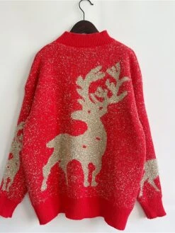 Women's Ugly Christmas Sweater Pullover Sweater Jumper Crew Neck Ribbed Knit Polyester Oversized Fall Winter Regular Outdoor Christmas Daily Stylish Casual Soft Long Sleeve Elk Snowflake Wine Red S M -Xmas Cothing Store dhbrif1696903396864