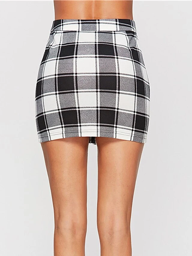 Women's Skirt Bodycon Plaid Skirt Mini Black Red Skirts Winter Print High Waist Fashion Sexy Casual Christmas Street Xmas S M L 11 Women's Skirt Bodycon Plaid Skirt Mini Black Red Skirts Winter Print High Waist Fashion Sexy Casual Christmas Street Xmas S M L - Image 9