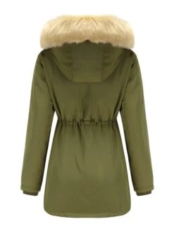 Women's Winter Coat Jacket Parka Warm Breathable Outdoor Christmas Daily Wear Vacation Xmas Pocket Fur Collar Fleece Lined Zipper Hoodie Elegant Lady Comfortable Solid Color Regular Fit Outerwear -Xmas Cothing Store djxtdm1664516985226