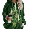 Women's Fleece Jacket Sherpa Jacket Teddy Coat Warm Breathable Christmas Street Daily Wear Vacation Zipper Pocket Print Pullover Hoodie Plush Casual Daily Comfortable Xmas Christmas Tree Regular -Xmas Cothing Store dlmsyj1667892793457