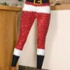 Women's Tights Leggings Red Casual / Sporty Athleisure Christmas Weekend Xmas Print Stretchy Ankle-Length Tummy Control Santa Claus S M L XL 2XL -Xmas Cothing Store dmsnoz1667558754616