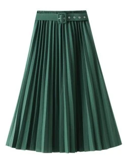 Women's Skirt A Line Midi Pleated Royal Blue And Wine Black Pink Skirts Fall & Winter Belt Included Fashion Elegant Christmas Daily Xmas M L XL -Xmas Cothing Store dopezs1694749463868