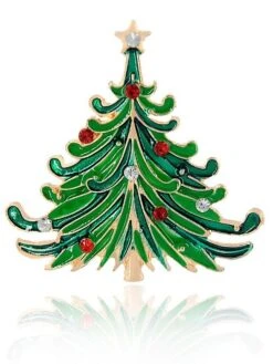 Women's Christmas Brooches Classic Stylish Brooch Jewelry Green For Xmas Street Date