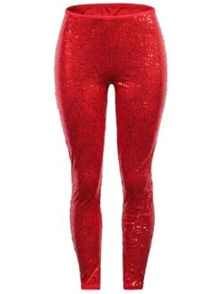 Women's Tights Leggings Red & White Green Apricot Fashion Sparkle Sparkle & Shine Xmas Party Christmas Street Sequins Stretchy Full Length Comfort Plain S M L XL XXL -Xmas Cothing Store dpthvv1666251389964