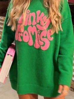 Women's Ugly Christmas Sweater Pullover Sweater Jumper Crew Neck Ribbed Knit Acrylic Knitted Print Fall Winter Outdoor Home Xmas Stylish Casual Soft Long Sleeve Letter White Red Green S M L -Xmas Cothing Store drcygp1667901171925