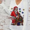 Women's Ugly Christmas Sweater Pullover Sweater Jumper V Neck Ribbed Knit Polyester Knitted Print Fall Winter Regular Outdoor Christmas Holiday Daily Stylish Casual Long Sleeve Letter Santa Claus -Xmas Cothing Store dtvtpo1697697959661