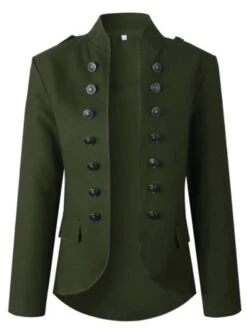 Women's Blazer Christmas Blazer Fall Open Front Outdoor Stand Collar Military Jacket Fashion Outerwear Long Sleeve Fall ArmyGreen S Xmas -Xmas Cothing Store dwlvve1695640504982