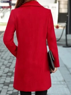 Women's Winter Coat Long Overcoat Christmas Party Wear Double Breasted Lapel Pea Coat Fall Trench Coat Red -Xmas Cothing Store dwskns1630650396230