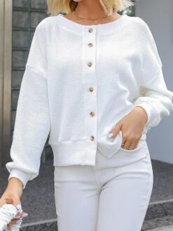 Women's Ugly Christmas Sweater Cardigan Sweater Jacket Crew Neck Ribbed Knit Polyester Button Knitted Print Fall Winter Short Outdoor Christmas Holiday Daily Stylish Casual Long Sleeve Animal Santa -Xmas Cothing Store dxksbc1697290693892