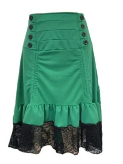 Women's Skirt Asymmetrical Polyester Lace Over Charmeuse Black Red Navy Blue Skirts Winter Ruffle Drawstring Side Button High Waist Steampunk® Retro Gothic Carnival Costumes Ladies Christmas -Xmas Cothing Store eadfnz1635225051876