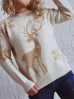 Women's Ugly Christmas Sweater Pullover Sweater Jumper Crew Neck Ribbed Knit Polyester Patchwork Fall Winter Regular Xmas Daily Going Out Stylish Casual Soft Long Sleeve Elk Pink Red Green S M L 38 Women's Ugly Christmas Sweater Pullover Sweater Jumper Crew Neck Ribbed Knit Polyester Patchwork Fall Winter Regular Xmas Daily Going Out Stylish Casual Soft Long Sleeve Elk Pink Red Green S M L -Xmas Cothing Store eeaumu1695029178188